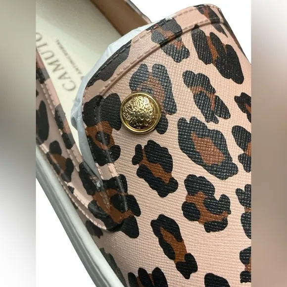VINCE CAMUTO Marietta Faux Leather Slip On Sneaker 9 Leopard $79 Retail NEW