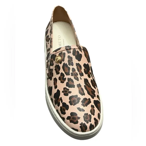 VINCE CAMUTO Marietta Faux Leather Slip On Sneaker 9 Leopard $79 Retail NEW