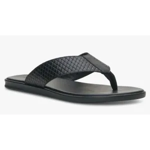 Vince Camuto Mens Black Woven Padded Waylyn Open Toe Slip On Leather Sandals