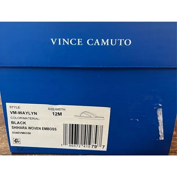 Vince Camuto Mens Black Woven Padded Waylyn Open Toe Slip On Leather Sandals
