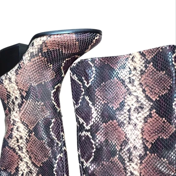 Vince Camuto Nestel Boots Snake Print Block Heel Knee High Boots SZ 5 New