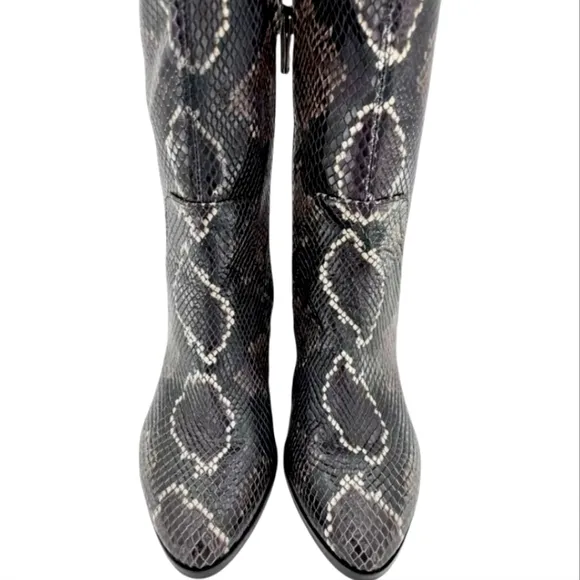 Vince Camuto Nestel Boots Snake Print Block Heel Knee High Boots SZ 5 New