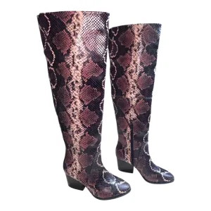 Vince Camuto Nestel Boots Snake Print Block Heel Knee High Boots SZ 5 New