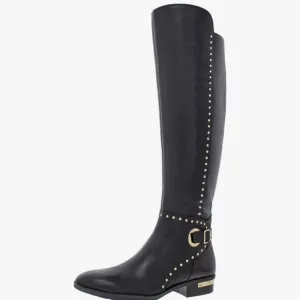Vince Camuto Poppidal Black Studded Buckle Knee-High Tall Boots Size