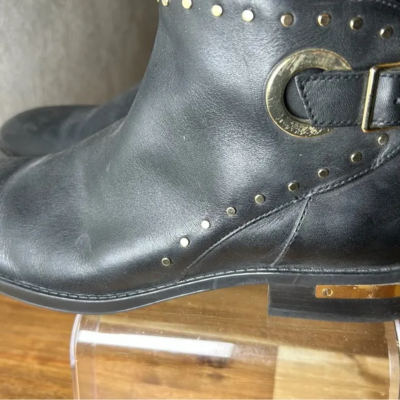 Vince Camuto Poppidal Black Studded Buckle Knee-High Tall Boots Size