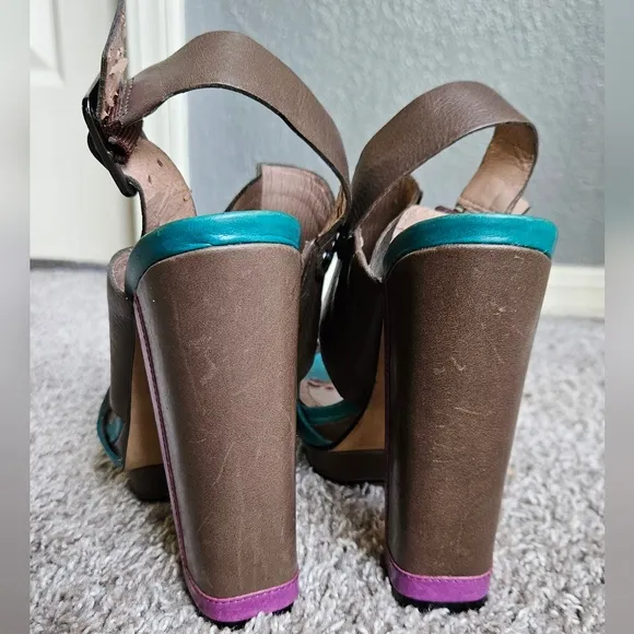 Vince Camuto Purple, Teal, and Brown Platform Sandals, Size 7