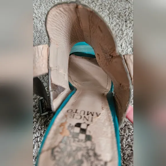 Vince Camuto Purple, Teal, and Brown Platform Sandals, Size 7