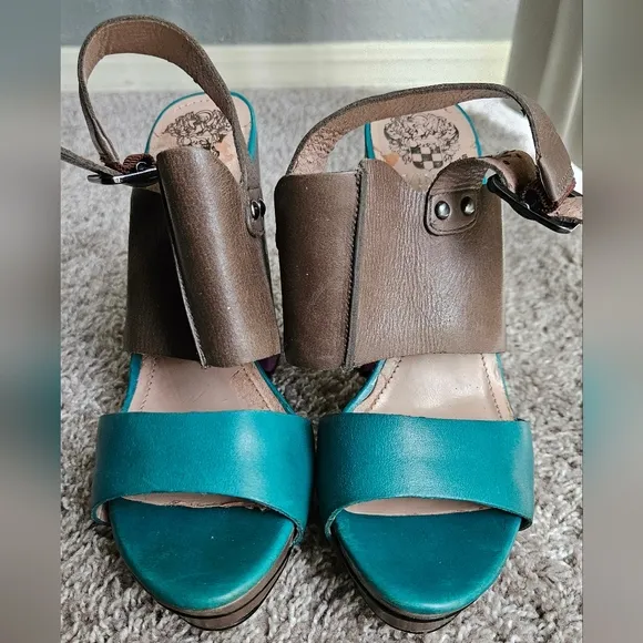 Vince Camuto Purple, Teal, and Brown Platform Sandals, Size 7