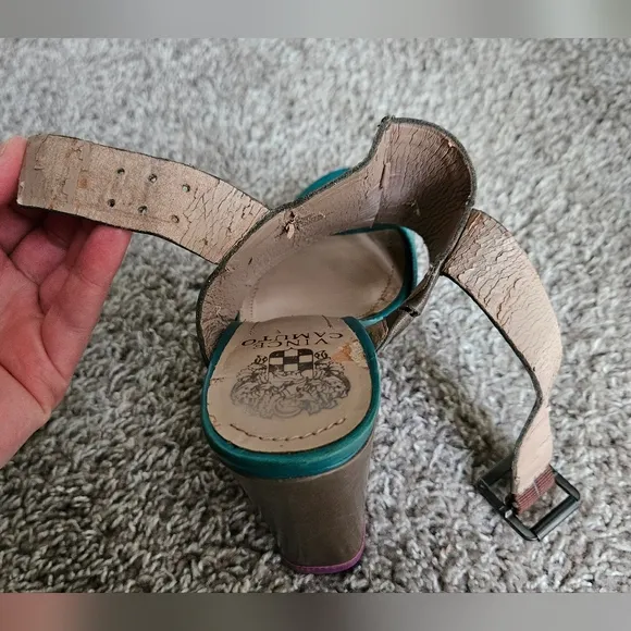 Vince Camuto Purple, Teal, and Brown Platform Sandals, Size 7
