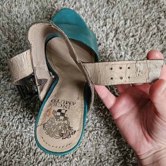 Vince Camuto Purple, Teal, and Brown Platform Sandals, Size 7