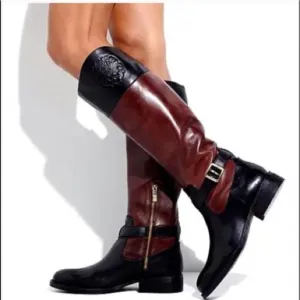 Vince Camuto Size 10 Riding Boots Tall Knee High Black Redwood Brown Flavian