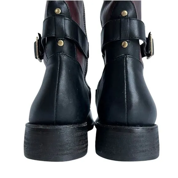 Vince Camuto Size 10 Riding Boots Tall Knee High Black Redwood Brown Flavian