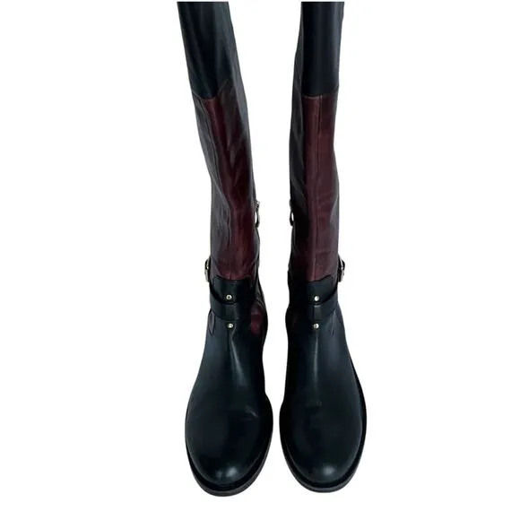 Vince Camuto Size 10 Riding Boots Tall Knee High Black Redwood Brown Flavian