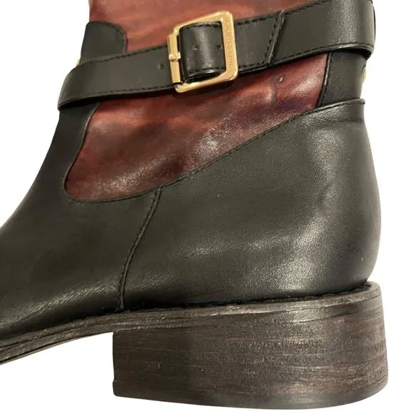 Vince Camuto Size 10 Riding Boots Tall Knee High Black Redwood Brown Flavian