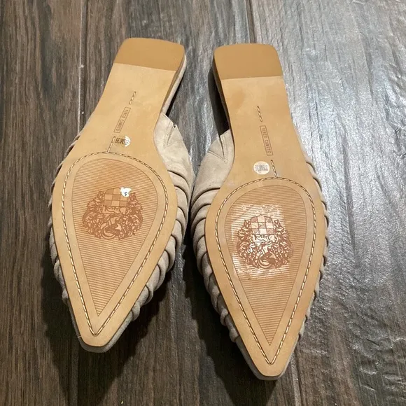 Vince Camuto suede pointy flat slip on shoes