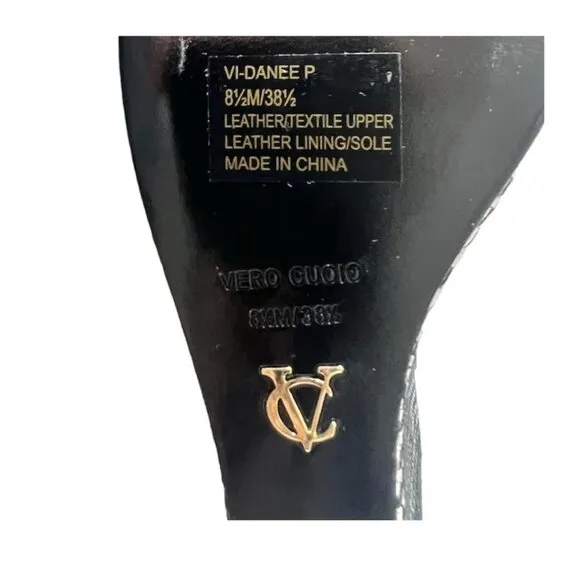 Vince Camuto Womens Black Tan Leather Open Toe Wedge Platform Sandals Sz 8.5 NIB