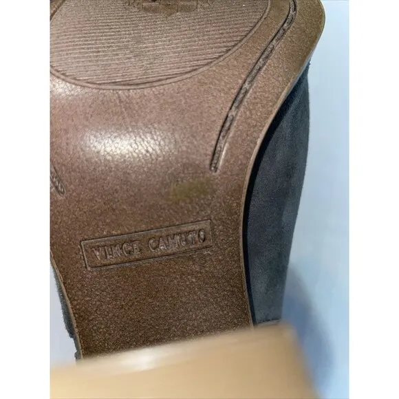 Vince Camuto Zip Back Bootie Women’s Size 4.5 M Gray Leather Block Heel Platform