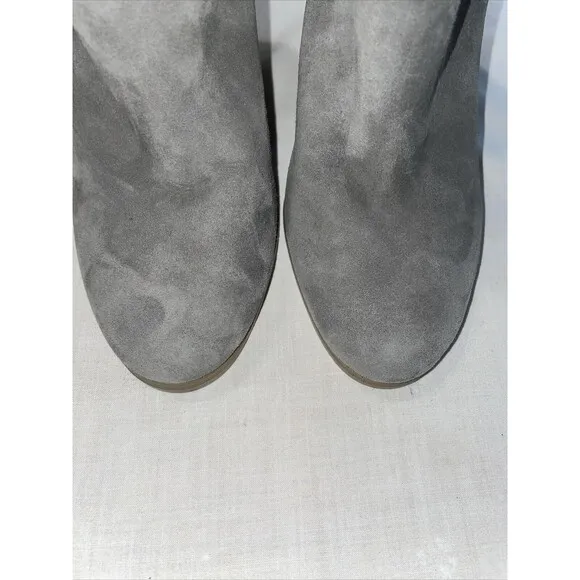 Vince Camuto Zip Back Bootie Women’s Size 4.5 M Gray Leather Block Heel Platform