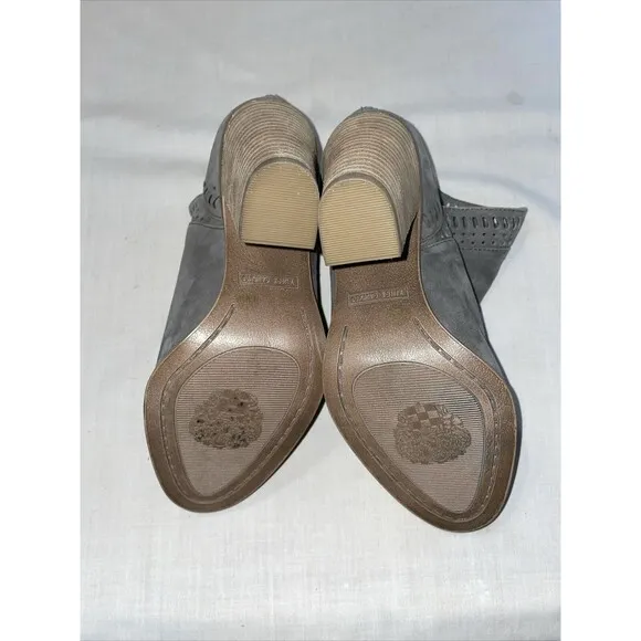 Vince Camuto Zip Back Bootie Women’s Size 4.5 M Gray Leather Block Heel Platform