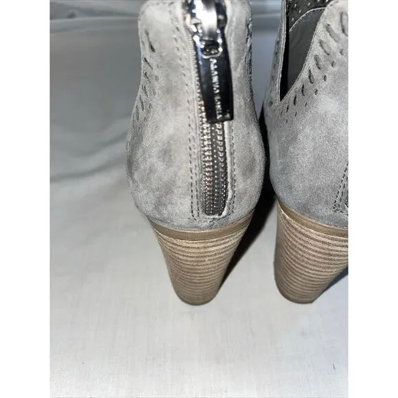 Vince Camuto Zip Back Bootie Women’s Size 4.5 M Gray Leather Block Heel Platform