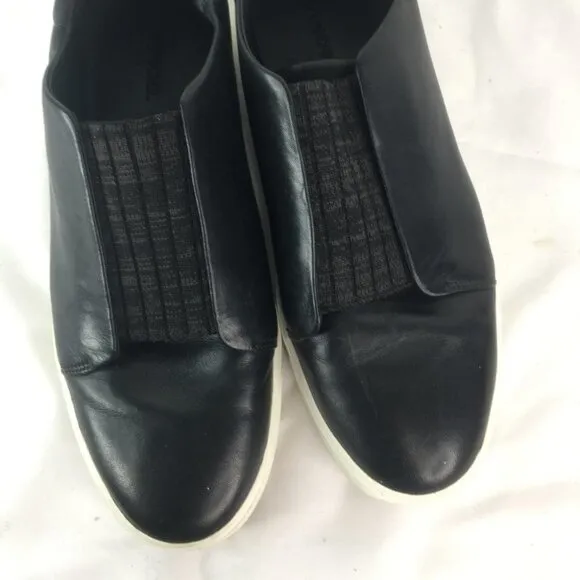 Vince Cantara Black Leather Slip On Sneaker Size 8