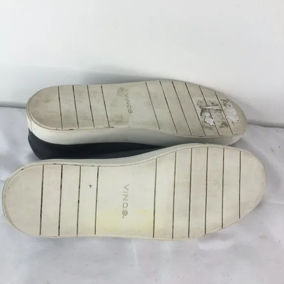 Vince Cantara Black Leather Slip On Sneaker Size 8