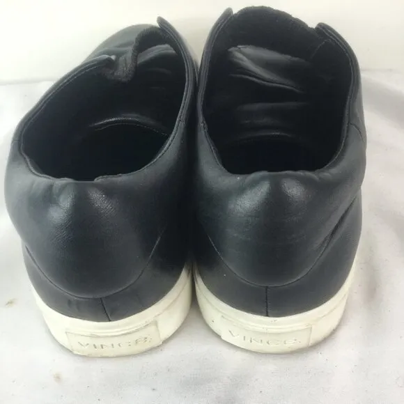 Vince Cantara Black Leather Slip On Sneaker Size 8
