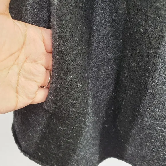 Vince Cashmere Alpaca Wool Striped Open Draped Cardigan Black Gray Cozy