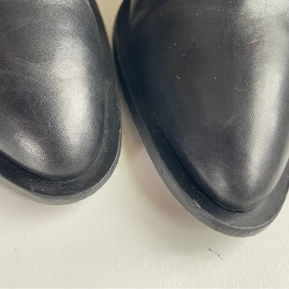 VINCE Erving Ankle Boots Black Leather Western Block Heel Pointy Toe 8.5