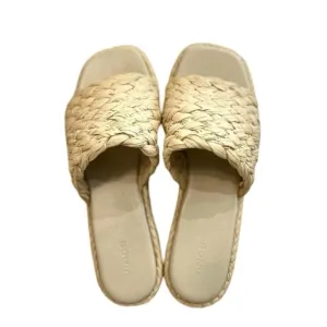 Vince Rumi Raffia Sandals Woven Natural Beige Flats Slides Slip On Sz 11