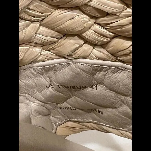 Vince Rumi Raffia Sandals Woven Natural Beige Flats Slides Slip On Sz 11