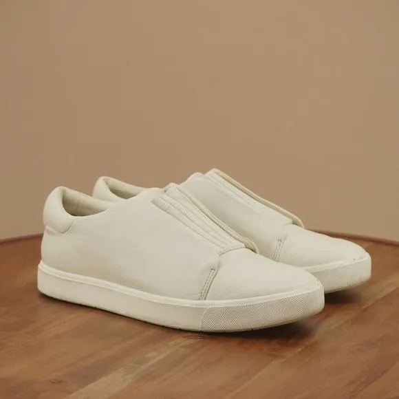 Vince Womens Cantara Sneakers Slip On Shoes Cream Off White Leather size 8M