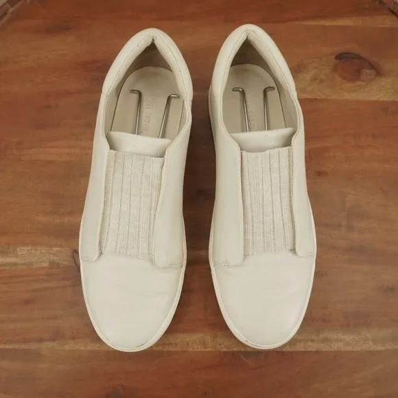 Vince Womens Cantara Sneakers Slip On Shoes Cream Off White Leather size 8M