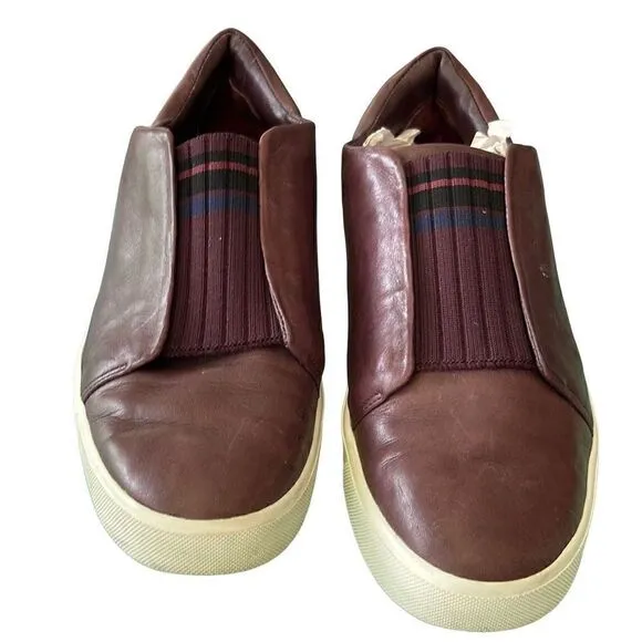 VINCE Burgundy Leather Slip on Sneakers Size 9