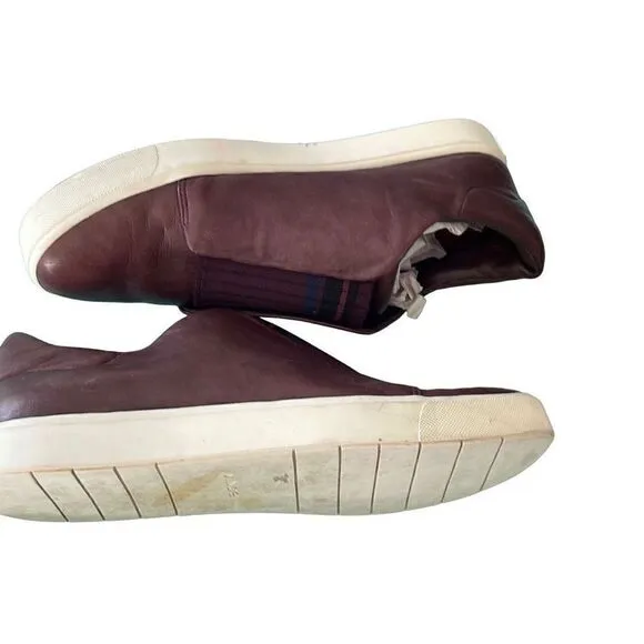 VINCE Burgundy Leather Slip on Sneakers Size 9