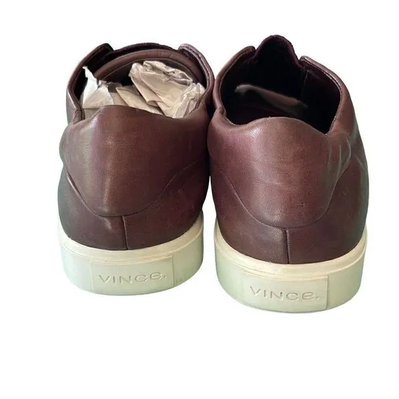 VINCE Burgundy Leather Slip on Sneakers Size 9