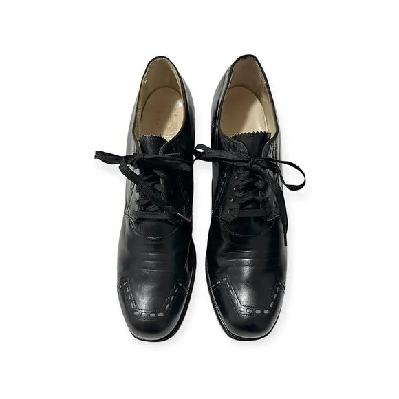 Vintage 1940's Miller Foot Defender Black Lace Up Leather Shoes. Sz. 6 1/23 A