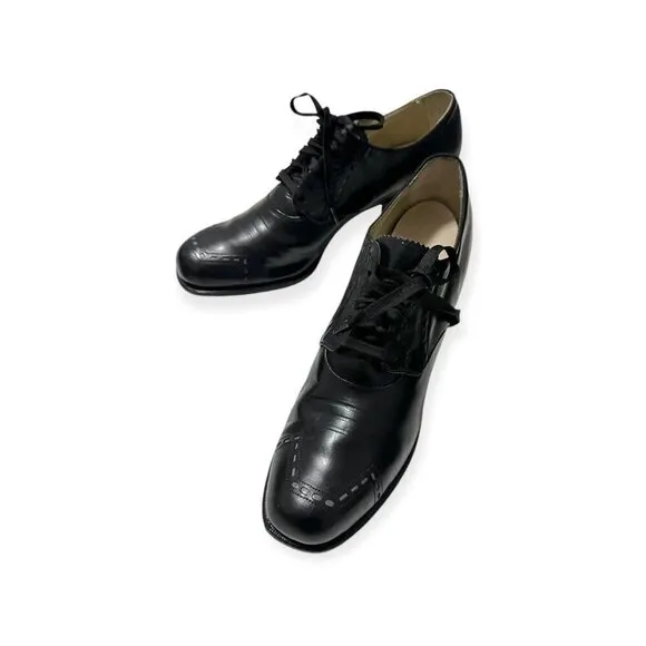 Vintage 1940's Miller Foot Defender Black Lace Up Leather Shoes. Sz. 6 1/23 A