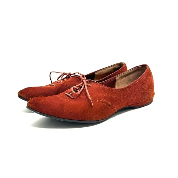 Vintage 1970s cinnamon brown suede lace up Oxford shoes