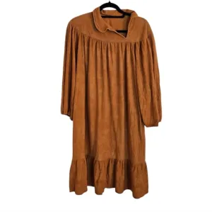 Vintage 1970s Mary Martin for Rainbow of California Tan Peasant Dress size Large