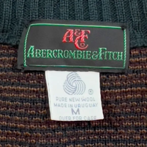 Vintage 1970s Plaid Pure Wool V Neck Sweater - Men's Size Medium