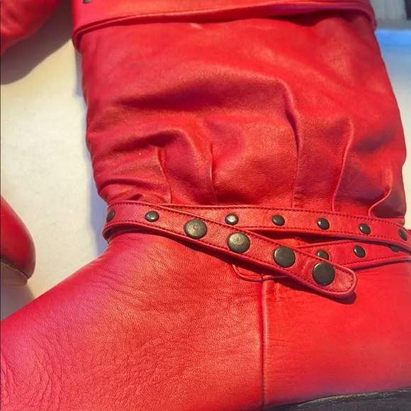 Vintage 1987 Leather Red Slouch Boots