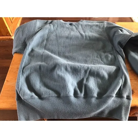 Vintage 1990s Champion Sweatshirt Crew Neck Reverse Weave Teal Blue Large