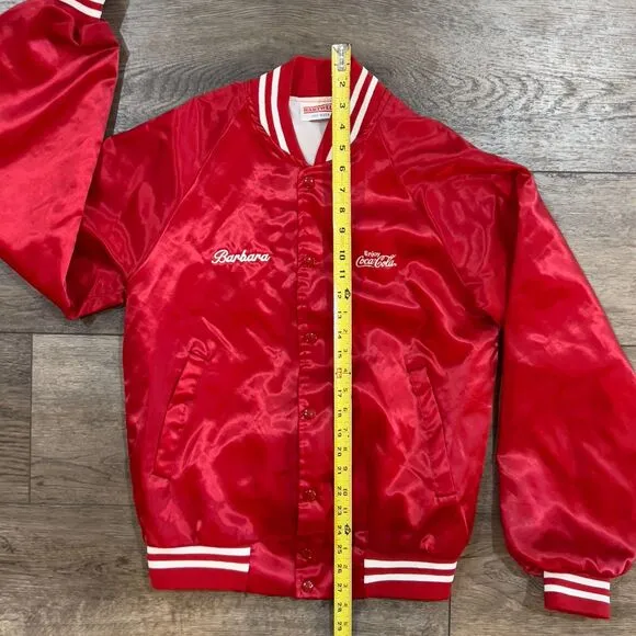 Vintage 80s Enjoy Coca Cola Red Satin Hartwell Jacket Barbara USA Women's Small