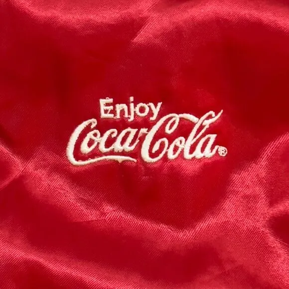 Vintage 80s Enjoy Coca Cola Red Satin Hartwell Jacket Barbara USA Women's Small