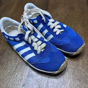 Vintage 80s JC Penney Youth Sneakers Blue Striped New Old Stock Size 3 Korea