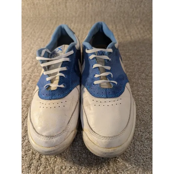Vintage 80's Nike Swoosh  X Bowling Shoes Womens Size 8 Blue White