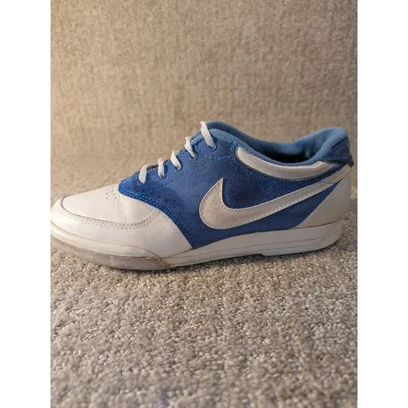 Vintage 80's Nike Swoosh  X Bowling Shoes Womens Size 8 Blue White