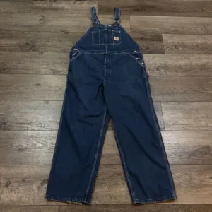 Vintage 90s Carhartt R07DST Blue Denim Bib Overalls - Men's Size 44x32