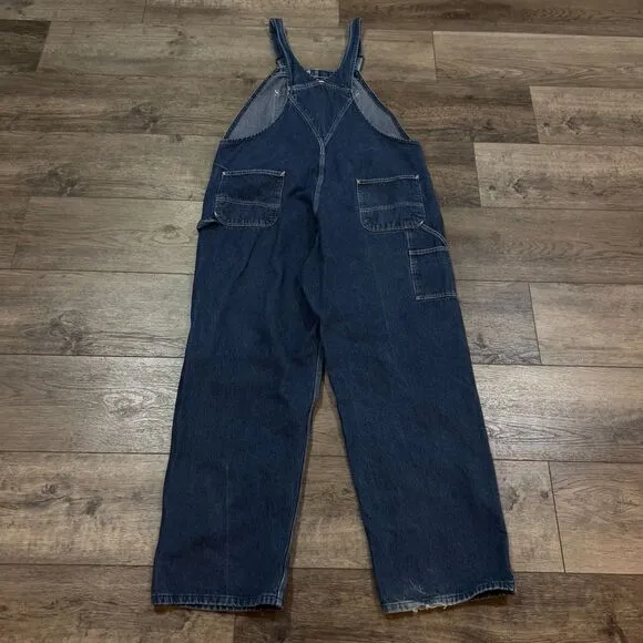 Vintage 90s Carhartt R07DST Blue Denim Bib Overalls - Men's Size 44x32